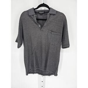 Emme Uno Men's Gray Cotton Heathered Short Sleeve Polo Shirt Size L